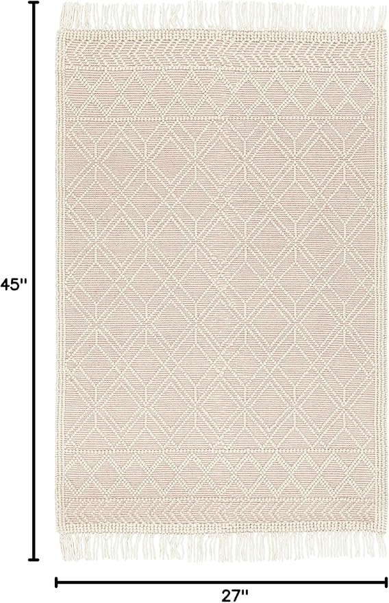 Mark&Day Wool Rugs, 2x4 Staveley Cottage Bright Pink Area Rug, Cream Pink Ivory Carpet for Living Room, Bedroom or Kitchen (2'3" x 3'9")
