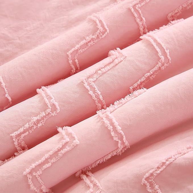 3-Piece Tufted Ruffle Crib Bedding Set for Girls - Ultra Soft Baby Bedding Set Includes Boho Crib Comforter, Sheet & Skirt (Light Pink)