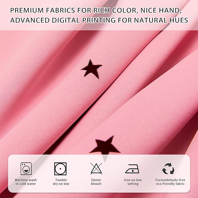 XiDi Pink Curtains for Girls Bedroom 84 Inches Long Blackout Nursery Curtains Double Layer with Sheer Overlay for Kids Toddler Princess Room Grommet Privacy Room Darkening Window Drapes 52x84 Inches