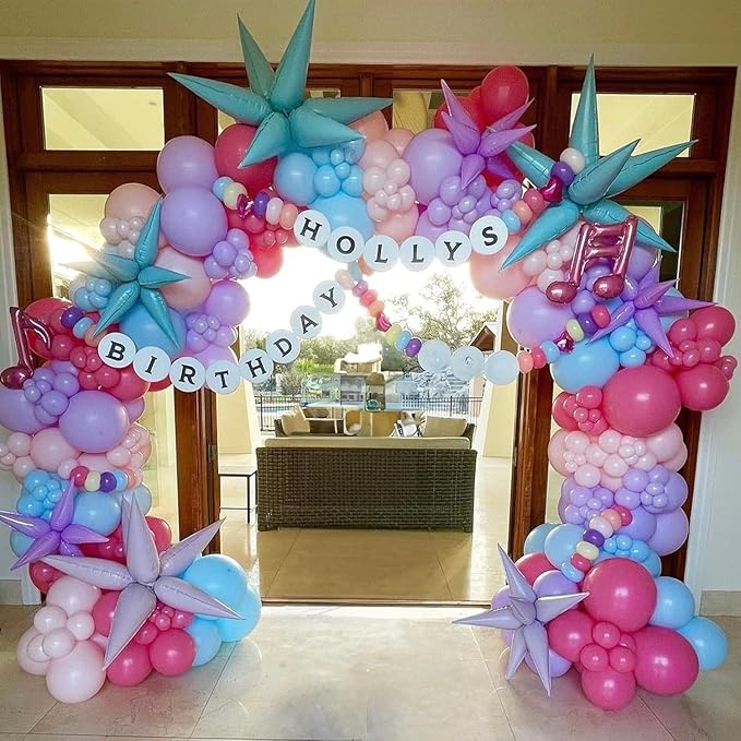 Pink Purple and Blue Balloons, 60 PCS 12 Inch Teal Blue Pink Purple Balloons Colorful Balloon for Girls Mermaid Birthday Baby Shower Wedding Princess Singer Party Decorations