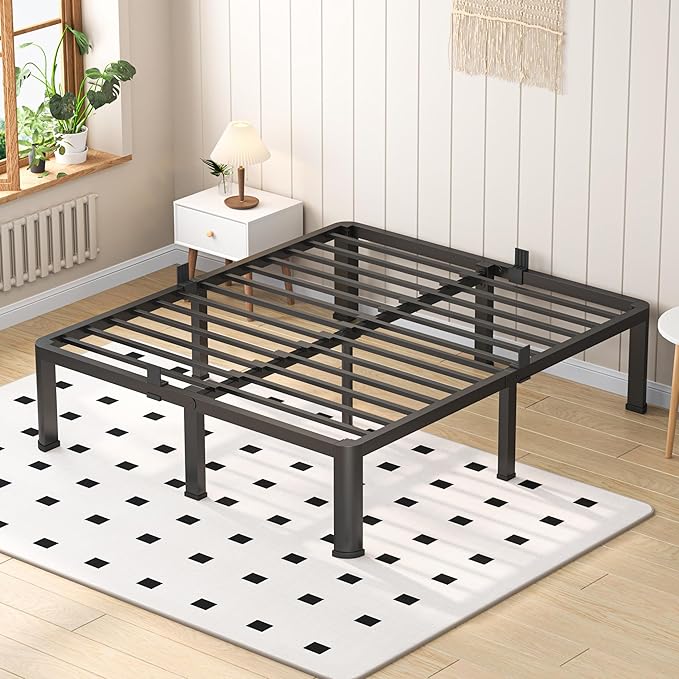 12 Inch Full Heavy Duty 3500 lbs Bed Frame with Round-Corner Legs & Anti-Squeak Design – Quick Assembly Metal Platform, No Box Spring Needed