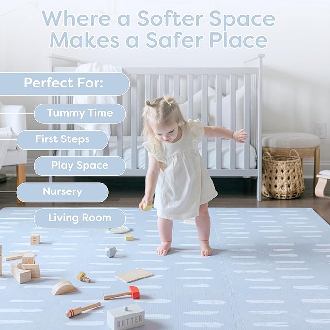 Baby Play Mat for Floor - Shoreline (4x6ft) - Premium EVA Foam Play Mat for Babies & Toddlers (Ages 0-5+) Non-Toxic Playmat for Tummy Time, Crawling & Playroom - Stylish & Comfortable