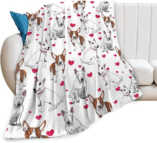 Bull Terrier Gifts and Decor - Cute Dog Throw Blanket for Girls, Women, Kids, Adults - Soft Warm Cozy Fleece for Couch, Sofa, Bed - 60"x50"