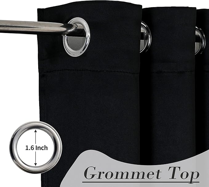 Lotusolution Black Full Blackout Curtains for Living Room 95" Long Mix and Match Curtains Double Layers Room Darkening Thermal Insulated Blackout Drapes Grommet,52" W x 95" L