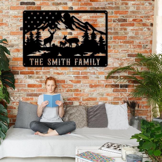 Personalized Deer Metal Cabin Sign, Custom Family Name Sign, Custom Signs Outdoor Metal, Personalized Camping Signs, Deer Hunter Gift, Cabin Decor, Porch Sign
