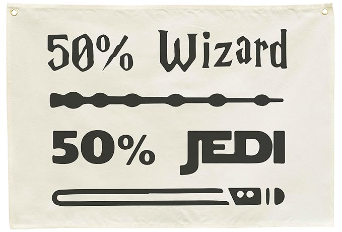 50% Wizard 50% Jedi Boys Nursery Banner Wall Decor-Playroom Baby Room Bedroom Kindergarten Wall Decorations-Baby,Shower Gift for Boys Kids-Rectangular Canvas Flag Banner