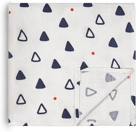 HECCEI Muslin Swaddle Blankets - Baby Muslin Blanket Large Swaddles 47 x 47 inches Breathable & Soft Baby Receiving Blanket Gender Neutral for Newborn Boys Girls, Tiny Sails