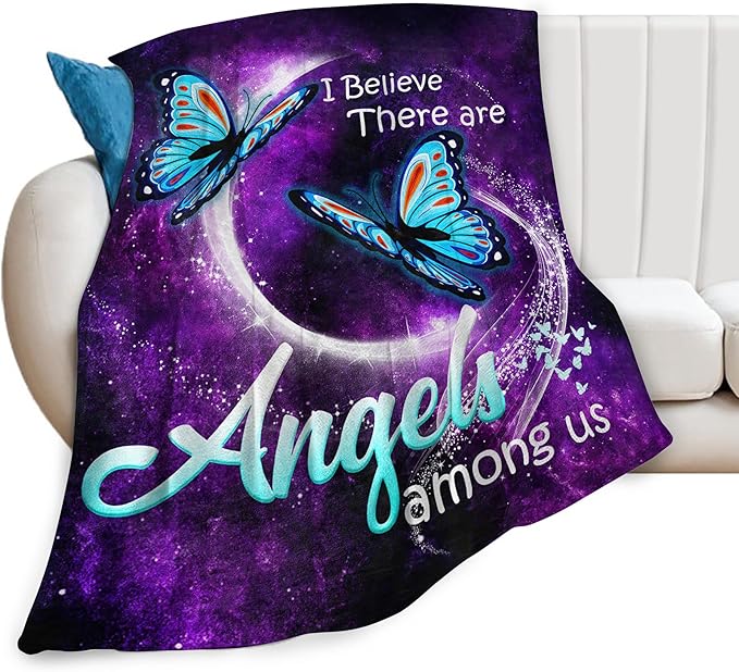 Blue Butterfly Blanket Throws - Soft Warm Cozy Fleece Throw Blanket for Girls, Women, Kids, Adults - 80"x60"