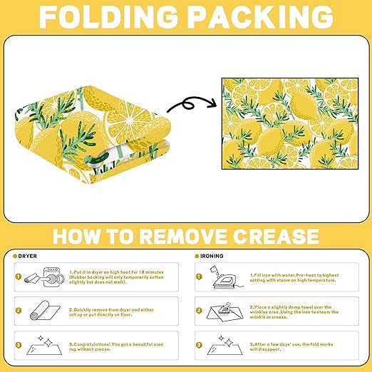 Lemon Rug Yellow Area Rugs for Bedroom Dorm Living Room Lemon Tree Throw Rug Floor Mat Pad Doormat Carpet, 3' x 5'(90 x 160cm)