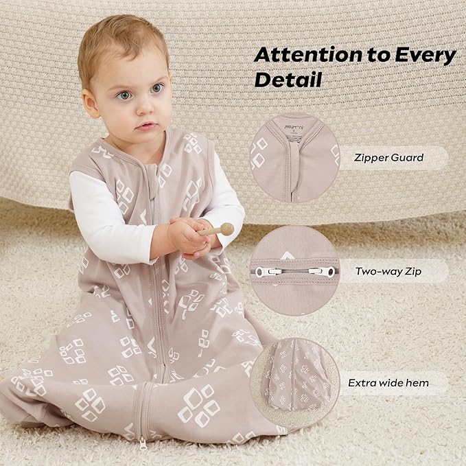 JELLYMONI Baby Sleep Sack 12-18 Months Wearable Blanket for Baby, 100% Cotton 2 Pack Infant Toddler Sleeping Sack Lightweight Soft 2-Way Zipper Sleepsack