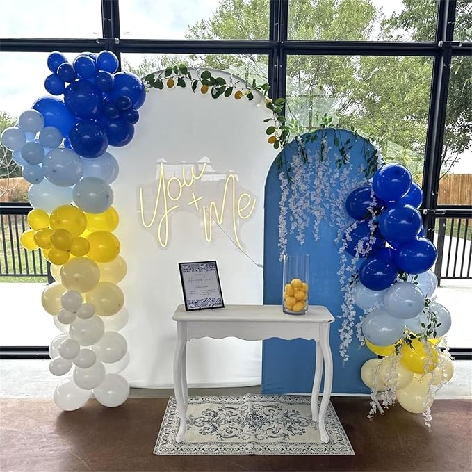 Blue and Yellow Balloons Set, 60Pcs 12 Inch Lemon Yellow Pastel Baby Sky Metallic Blue White Latex Balloons for Birthday Baby Bridal Shower Cartoon Party Deocrations Supplies