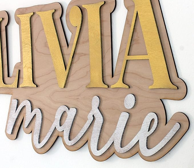 Large Wood Nursery Sign | Nursery name sign for Kids | Custom Wood Name Sign | 3D Wood Baby Name Sign (Black)