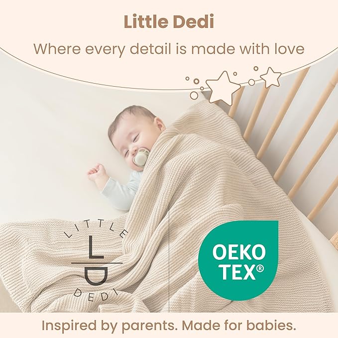 Soft Baby Knitted Blanket - Soft Toddler, Crib, Stroller Blanket - Neutral Swaddle and Receiving Blanket for Newborns, 31 x 39 in, Stone