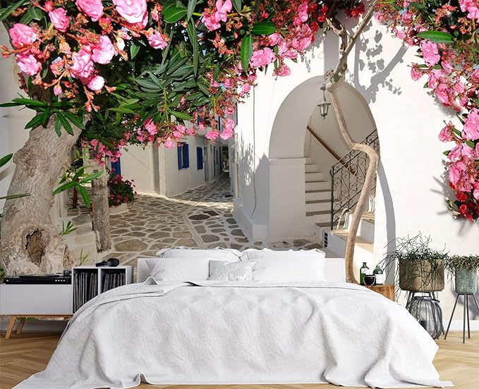 Traditional Backalleys of Amorgos Greece Wall Mural Wallpaper for Bedroom 178" x 117"