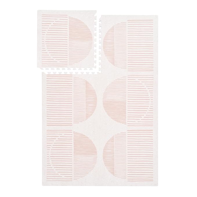 PopsyKosy Premium Baby Floor Play Mat - Thick & Cushioned 0.5 inch Playroom Foam Mat, Non-Toxic Odorless - 6 Tiles - Spacious 6x4 ft. - Stylish & Large, Waterproof for Kids & Toddlers - Cream Pink