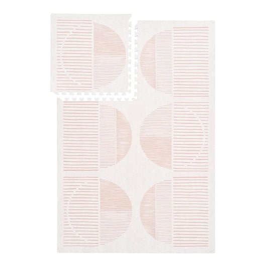 PopsyKosy Premium Baby Floor Play Mat - Thick & Cushioned 0.5 inch Playroom Foam Mat, Non-Toxic Odorless - 6 Tiles - Spacious 6x4 ft. - Stylish & Large, Waterproof for Kids & Toddlers - Cream Pink