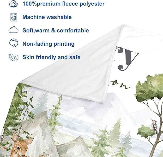J&SBGFT Personalized Baby Blanket for Boys, Custom with Name - Receiving Blanket for Toddlers Kids Nursery Stroller Crib Decor Throw, 30"x40", Color 15