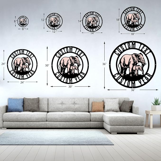 Custom Elephant Metal Sign, Kid’s Nursery Decor, Personalized Wall Art for Wildlife Lovers, Personalized Birthday/Mother’s Day Gift for Mom/Grandma/Women
