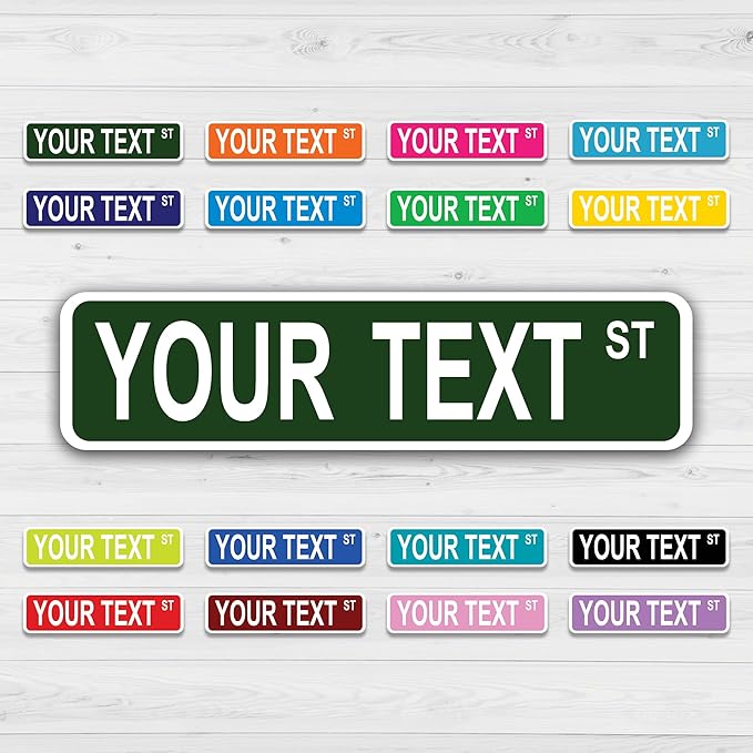 Personalized Street Sign & Road Sign for Kids. Custom Street Sign 12x3 in metal, with Your Own Custom Text, Size & Color. Ideal for Kids Room, Mancave Decor for Dad or mom outdoor garden