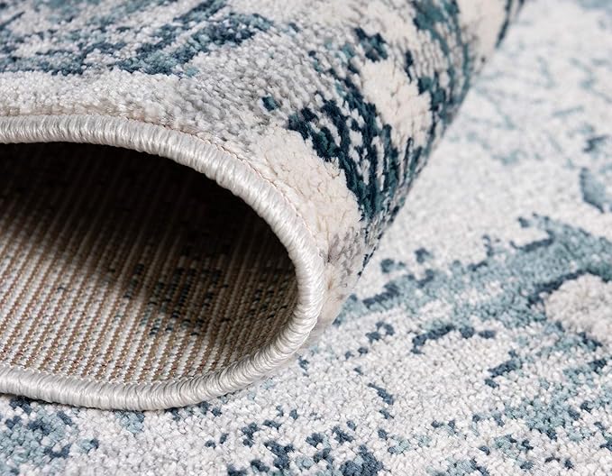 Rugs.com Charleston Collection Rug – 6 Ft Runner Ivory Low-Pile Rug Perfect for Hallways, Entryways