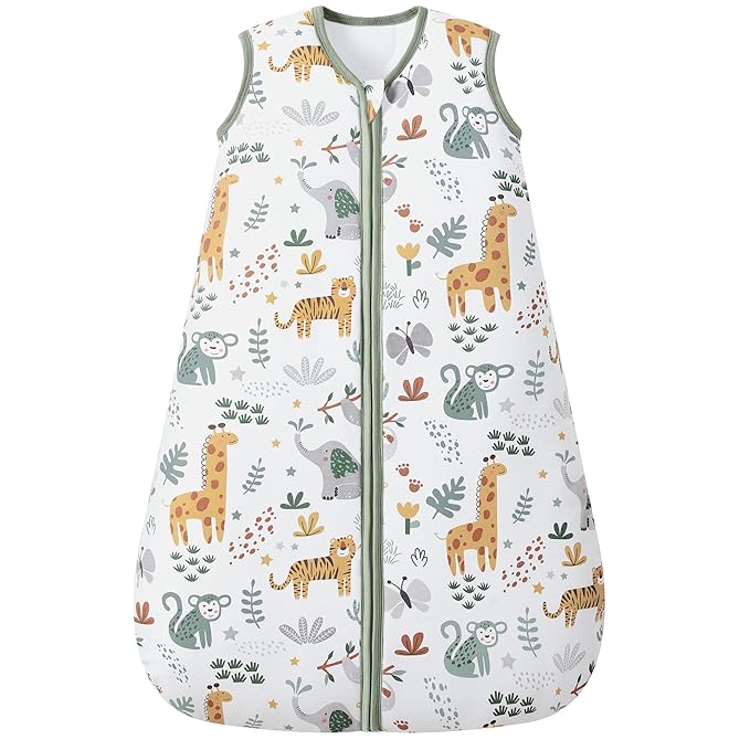 Baby Sleep Sack 0-6 Months, 2.5 TOG Cotton Winter Baby Wearable Blanket with 2-Way Zipper, Warm Soft Sleeping Bag for Newborn Infant Boy Girl, Small Giraffe