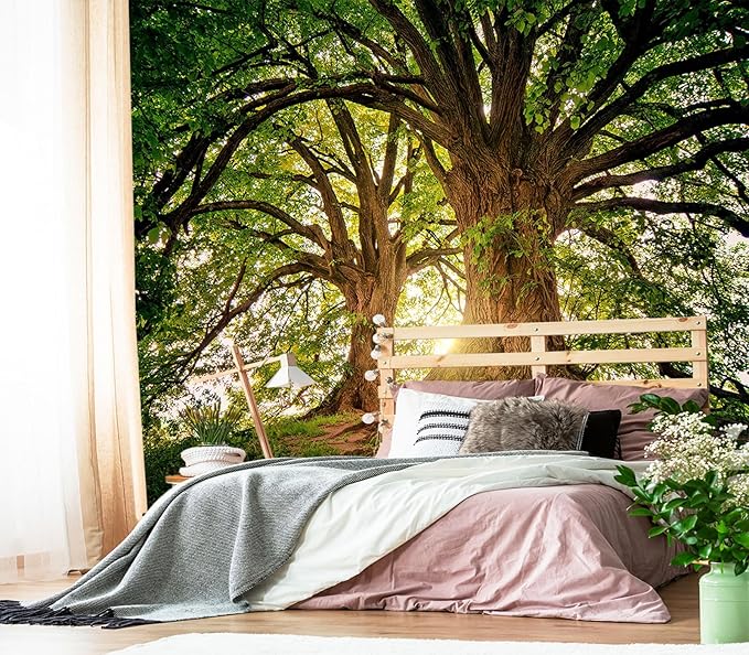 XMPMBM-Sunshine Forest backsplash Decorative Wallpaper Large Tree Bedroom Bathroom Wall Mural- W 88" X H 59"（36 Square Foot）