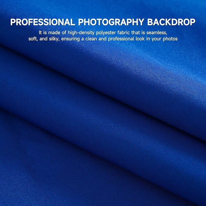 YSKE-Y1 10x7ft Blue Photo Backdrop Background, Seamless Fabric Photography Backdrop Curtain Screen for Photoshoot Video Studio Party