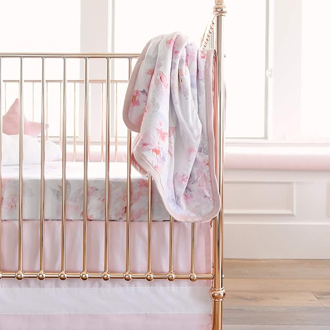 Oilo Baby Blanket, Luxury Soft Plush Chenille Backing & Turkish Cotton Jersey Print, Double Layered, 30" x 40", Rolled Jersey Edge Trim, Machine Wash, Perfect for Infant or Toddlers, Prim Floral