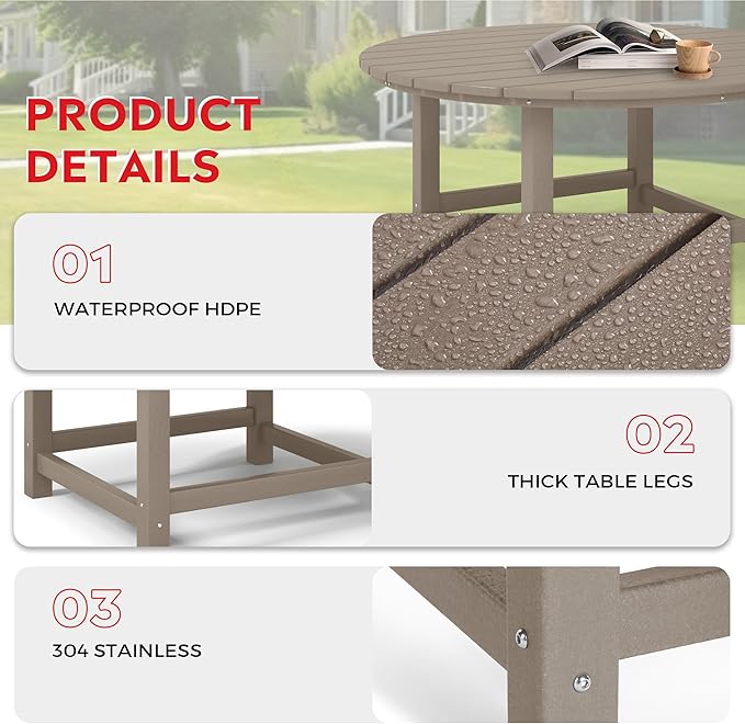 Costaelm Kids Dinner Table, Toddler Play Desk Student Desk Outdoor Childrens Picnic Tables for Children Arts & Crafts, Snack Time, Multi-Activity Table for Ages 2-8 in Home/Outside, Weathered Wood
