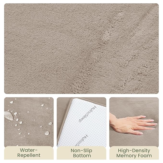 Baby Play Mat for Floor,Extra Large 59"×71" Tummy Time Mat,Thicker Memory Foam Mats for Toddler,Infant,Kids,Water Repellent Ultra Soft Coral Velvet,Non-Slip Backing Safe for Crawling(Beige)