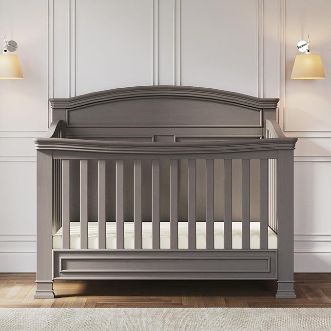 Child Craft Westgate Crib, Double Dresser, and Chest Nursery Set, 3-Piece, Includes 4-in-1 Convertible Crib, Dresser, and Chest (Chelsea Gray)