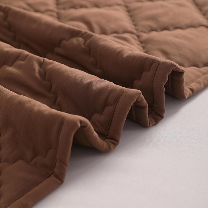 FLXXIE Machine Washable Microfiber Down Alternative Toddler Comforter, Super Soft and Lightweight Kids Crib Quilted Blanket for Stroller, Travel, 39x47 Inches, Coffee