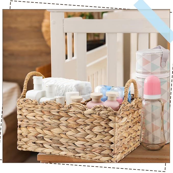 Chunful 1 Pack Wicker Diaper Caddy Organizer Scalloped Edge 9.5 x 13.5 x 7 Inches Rattan Basket Woven Natural Basket Storage Organizer Handmade for Baby Shower Gifts Newborn Storage