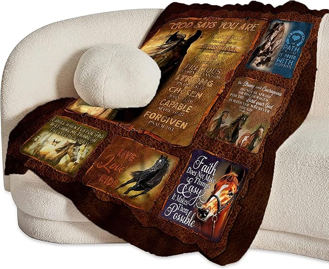 Horse Blanket Throws Christian Gifts for Girls Women Kids Adults - Soft Warm Cozy Fleece Blanket for Couch Sofa Bed 50"x40"