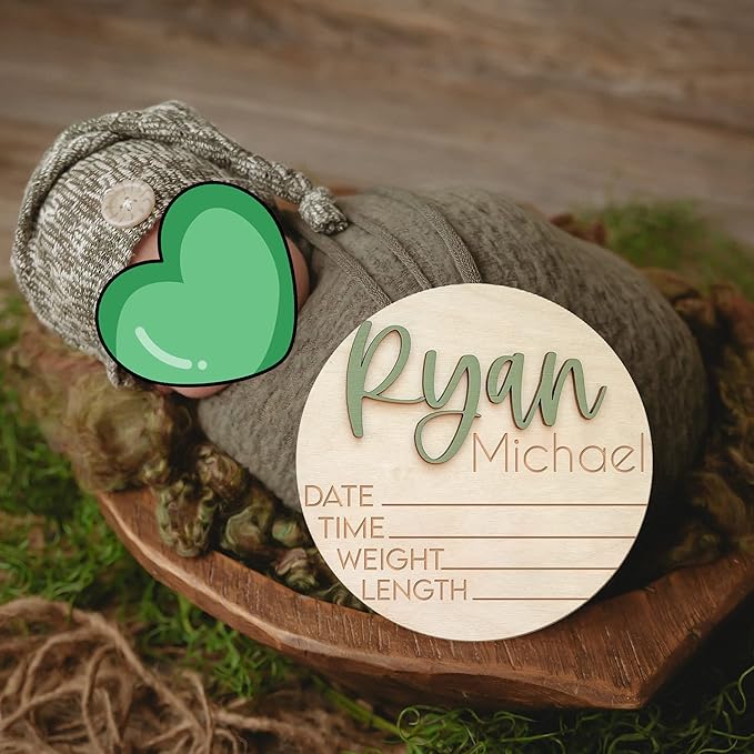 NAZENTI Personalized Baby Name Announcement Wooden Signs, Custom Birth Announcement And Footprint Sign For Hospital, Welcome Sign For Decor, Gifts For Baby Girl Or Boy Shower, Baby's Arrival Gifts