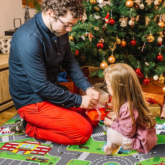 Booooom Jackson Car Rug City Life Great for Kids Toy Cars, Play Learn and Have Fun Safely - Kids Rug Baby Children Educational Road Traffic Play Mat for Bedroom Play Room Game Safe Area(39.37X79 Inch)
