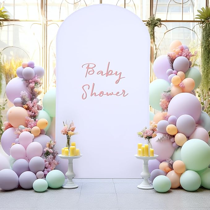 6.6FT White Arch Backdrop Cover, Spandex Fitted Wedding Arch Stand Covers Round Top Chiara Backdrop Cover for Birthday Party Ceremony Banquet Decoration