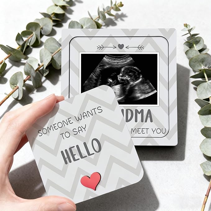 Pregnancy Announcement Sonogram Picture Frame for Grandma, Ultrasound Photo Frame Wooden Surprise Box for New Grandparents, Pregnancy Reveal Keepsake for Grandmothers, First Mother's Day Gifts