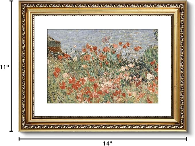 ARPEOTCY Vintage Gold Framed Wall Art, Retro Garden Shoals Sea Sky, Canvas Prints Artwork with Antique Frame, Victorian Wall Paintings Decor for Living Room Gallery, 11x14 inch