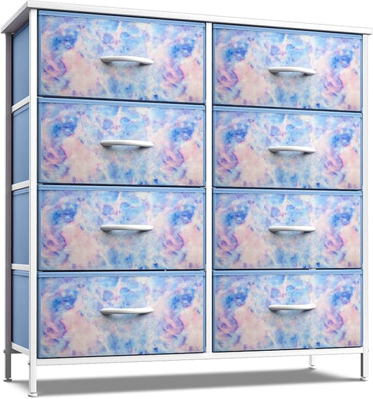 Sorbus Dresser with 8 Drawers - Furniture Storage Chest Tower Unit for Bedroom, Hallway, Closet, Office Organization - Steel Frame, Wood Top, Easy Pull Fabric Bins (8-Drawer, Blue)
