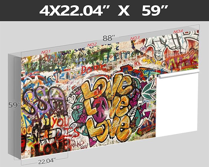 XMPMBM-Graffiti Art backsplash Large Decorative Wallpaper Colorful Alphabet Bedroom Bathroom Wall Mural- W 88" X H 59"（36 Square Foot）
