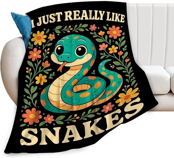 Snake Blanket I Just Really Like Snakes Throw Blanket Soft Cozy Fleece Fuzzy Plush Warm Stuff Bedding Floral Animal Blankets Gifts for Boys Girls Kids Adult Men Women 60"X80"