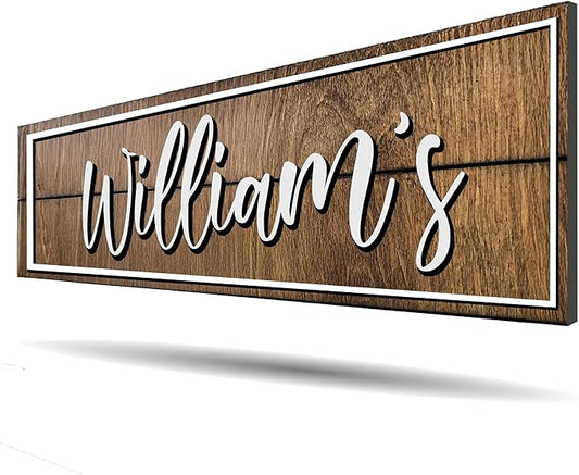 Personalized Family Name Sign - Custom Last Name Wood Decor Plaque, 20x7 in Rustic Farmhouse Style Wedding Gift, Housewarming Gift, Custom Wooden Hanging with Established Date, Small Art for Living Room or Entryway