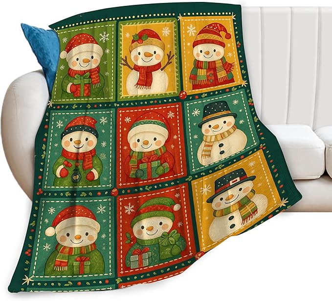 Snowman Blanket Cute Christmas Snowman Winter Fuzzy Plush Super Fleece Plush Soft Cozy Warm Stuff Bedding Toddler Nursery Baby Blankets Gifts for Boys Girls Kids Adult Men Women 50"X60"