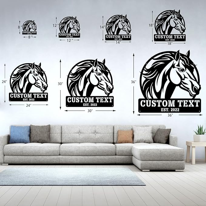 Personalized Horse Head Metal Sign – Custom Name & Established Date Rustic Farmhouse & Home Decor, Handcrafted Wall Art