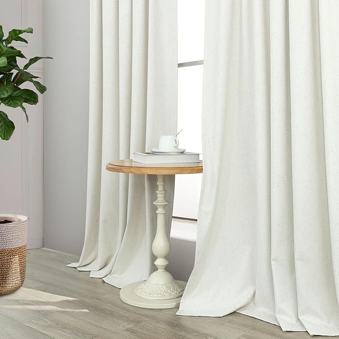 Extra Long Ivory Curtains for Living Room Blackout 108 Inch Sound Proof Wide Drapes for Large Window Noise Reducing Darkening Curtains for Bedroom Off White 52x108 Ceiling to Floor Length 2 Panel 9 ft