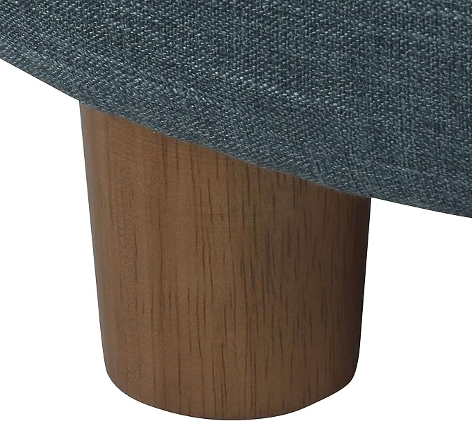 Homepop Home Decor | Upholstered Round Storage Ottoman | Ottoman with Storage for Living Room & Bedroom (Teal Linen) Large