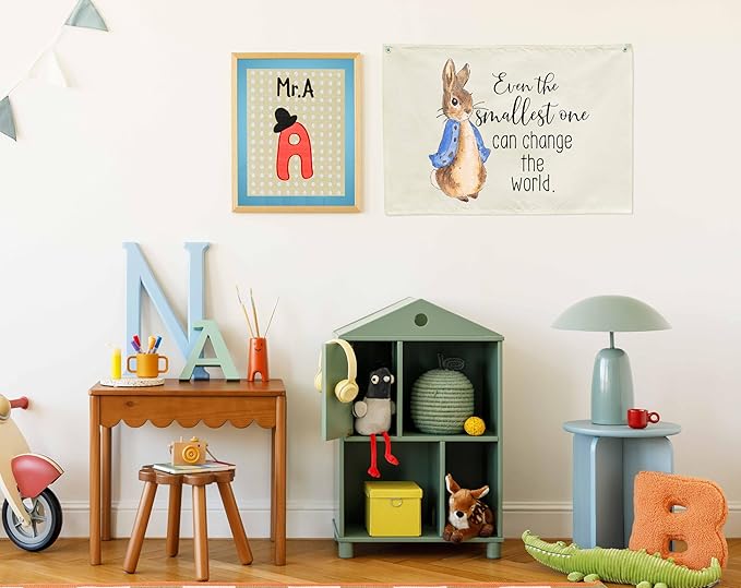 Rectangular Banner Flag Poster Art Decor for Baby Boys-Even the Littlest Kids Can Change the World-Nursery Infant Bedroom Playroom Door Wall Decorations-Baby,Shower Birthday Easter Christmas Gift