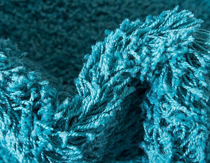 Unique Loom Solid Shag Collection Area Rug (3' 3" x 5' 3" Rectangle, Deep Aqua Blue)