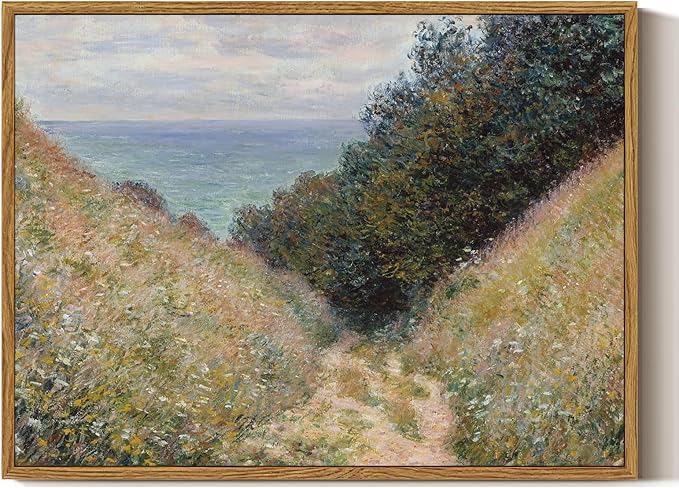 ARPEOTCY Framed Canvas Wall Art Prints, 12x16 Inch, Vintage Monet Landscape Prints for Wall Decor, Rustic Farmhouse Hanging Art for Bedroom, Living Room, Bathroom, Office Shelf Decorations